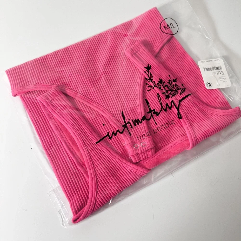 Free People XYZ Recycled Bodysuit in Pompom Pink size M/L NWT